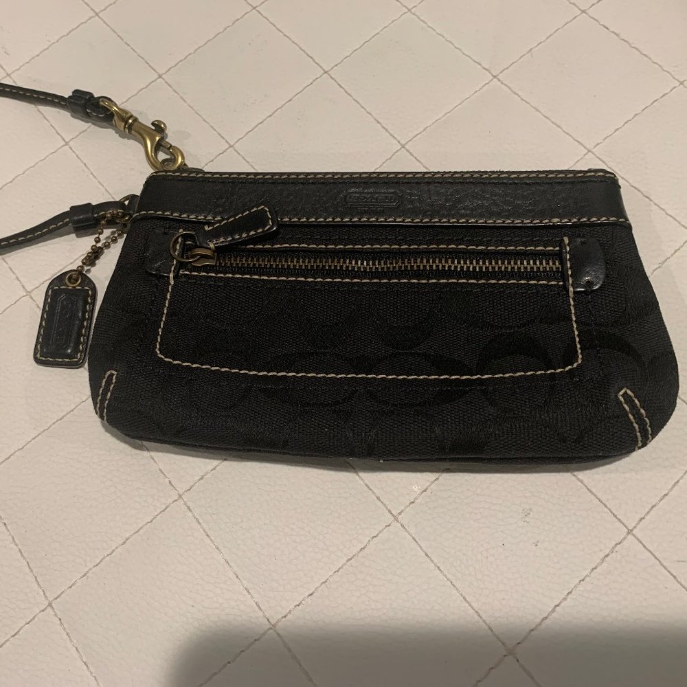 Coach Ladies Black Leather/Canvas Wallet
